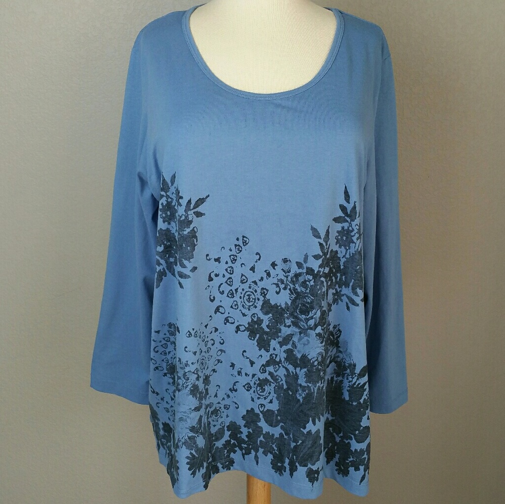 Gillian Grey Graphic Print knit top 1X - 2X NEW